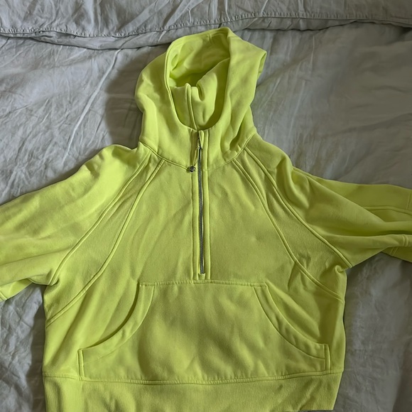 lululemon athletica Jackets & Blazers - Lululemon Quarter Zip Yellow Neon Scuba Hoodie 💛💚